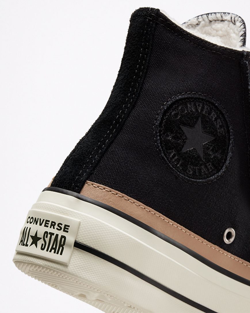 Topanky Na Platforme Converse Chuck Taylor All Star Lift Raw Edge Vysoke Damske Čierne Hnede | SK ZAR5P9